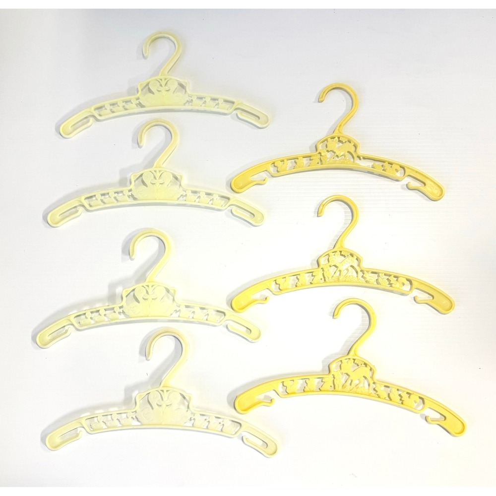 Vintage Yellow Plastic‎ Baby Hangers: Bambi, Ducks, Bunnies - Set of 7